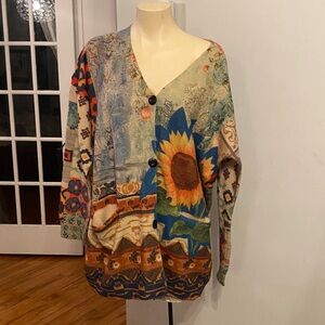 Yesno floral cotton/ wool sweater Cardigan
